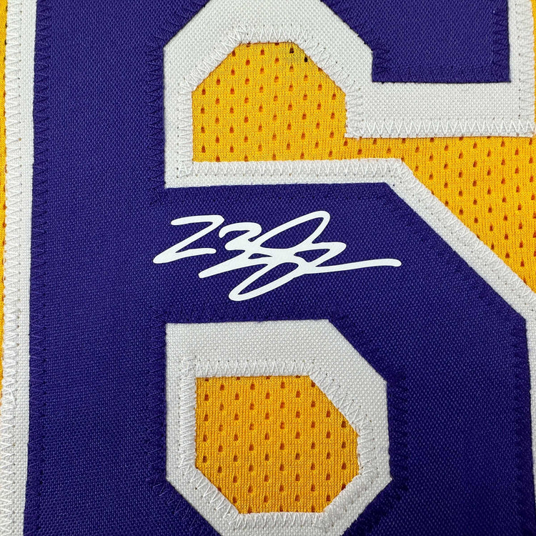 Facsimile Autographed LeBron James Los Angeles LA Yellow Reprint Laser Auto Basketball Jersey Size Men's XL