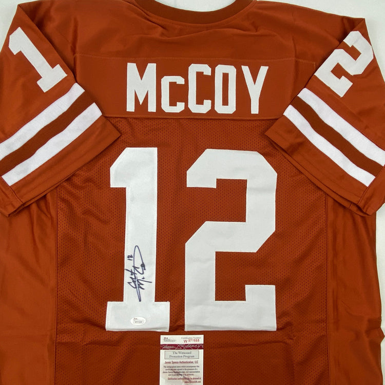 Autographed/Signed Colt McCoy Texas Orange College Football Jersey JSA COA