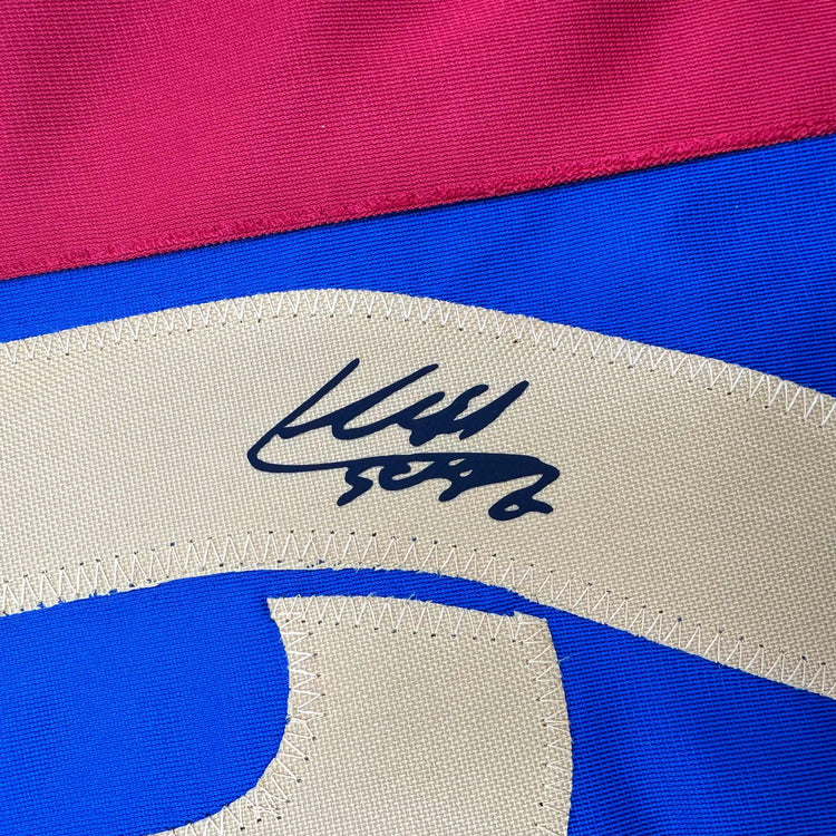 Facsimile Autographed Luis Suarez FC Barcelona Blue/Red Reprint Laser Auto Soccer Jersey Size Men's XL