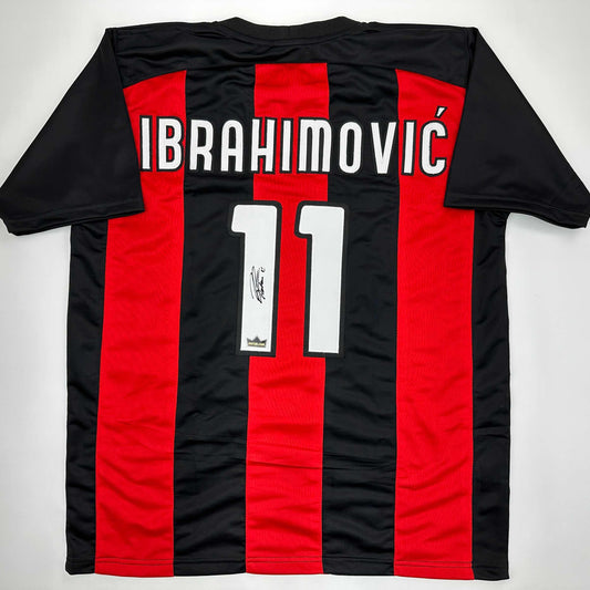 Facsimile Autographed Zlatan Ibrahimovic AC Milan Black/Red Reprint Laser Auto Soccer Jersey Size Men's XL