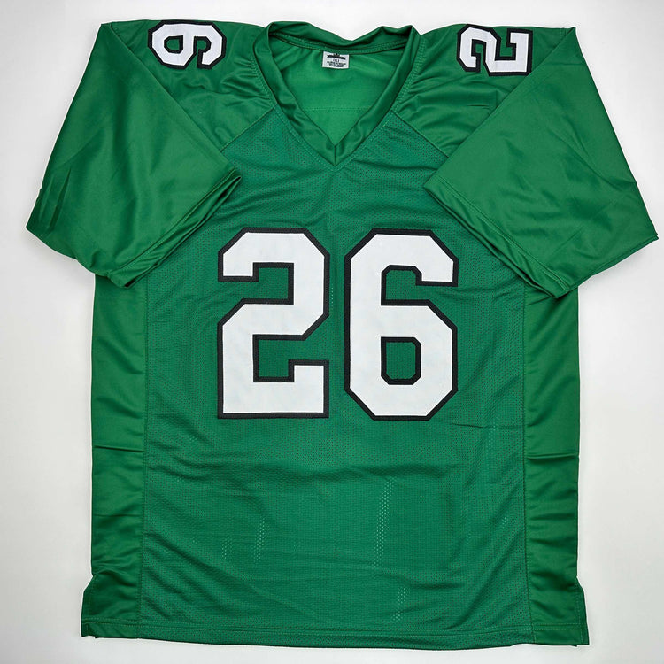 Autographed/Signed Saquon Barkley Philadelphia Kelly Green Football Jersey Beckett BAS COA
