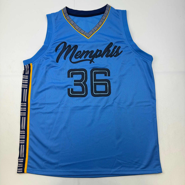 Autographed/Signed Marcus Smart Memphis Light Blue Basketball Jersey Beckett BAS COA