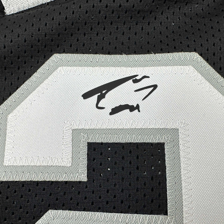 Facsimile Autographed Tim Duncan San Antonio Black Reprint Laser Auto Basketball Jersey Size Men's XL