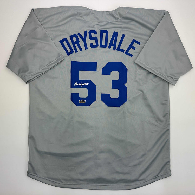 Facsimile Autographed Don Drysdale Los Angeles LA Grey Reprint Laser Auto Baseball Jersey Size Men's XL