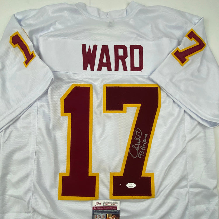 Autographed/Signed Charlie Ward 93 Heisman Florida State FSU White College Football Jersey JSA COA