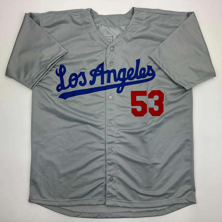 Facsimile Autographed Don Drysdale Los Angeles LA Grey Reprint Laser Auto Baseball Jersey Size Men's XL