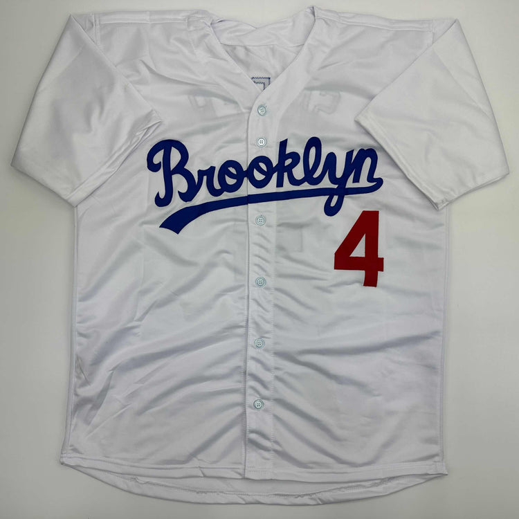 Facsimile Autographed Duke Snider Brooklyn Los Angeles LA White Reprint Laser Auto Baseball Jersey Size Men's XL