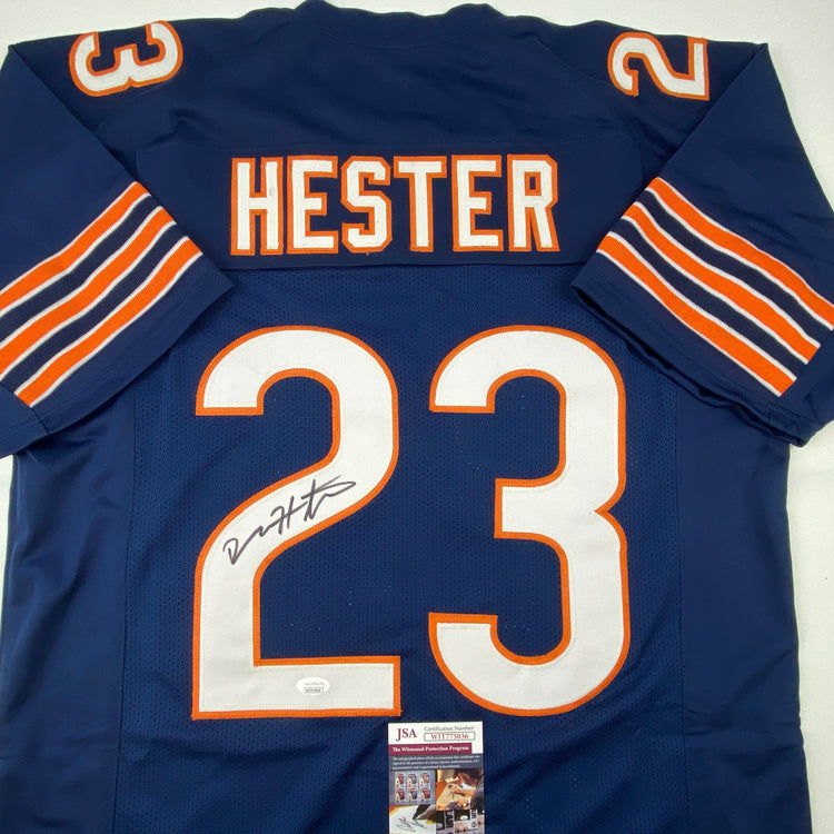 Autographed/Signed Devin Hester Chicago Blue Football Jersey JSA COA