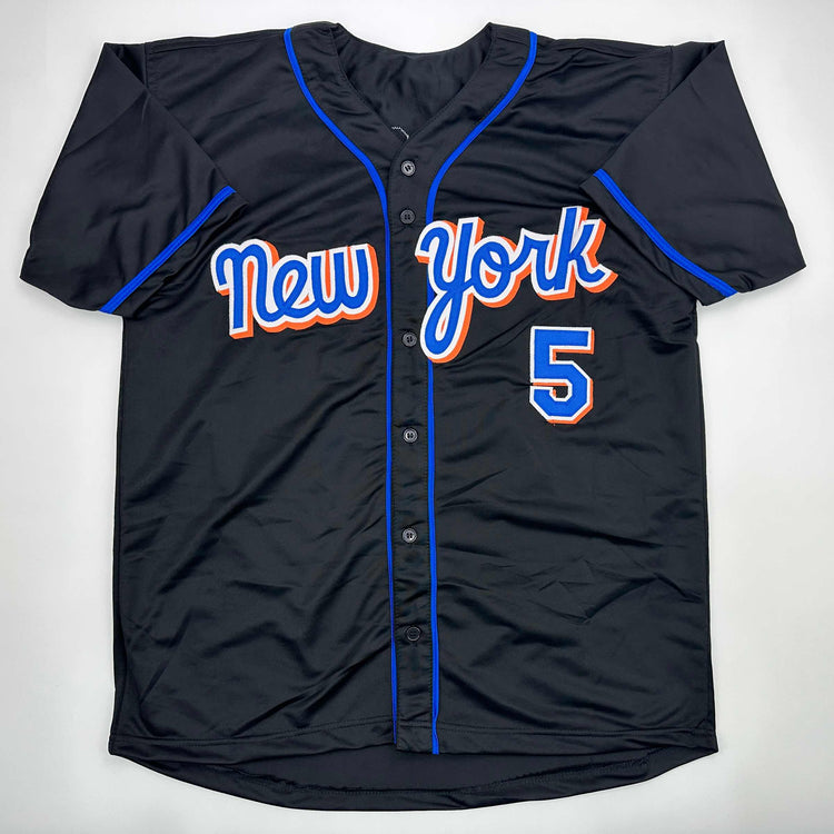 Facsimile Autographed David Wright New York Black Reprint Laser Auto Baseball Jersey Size Men's XL