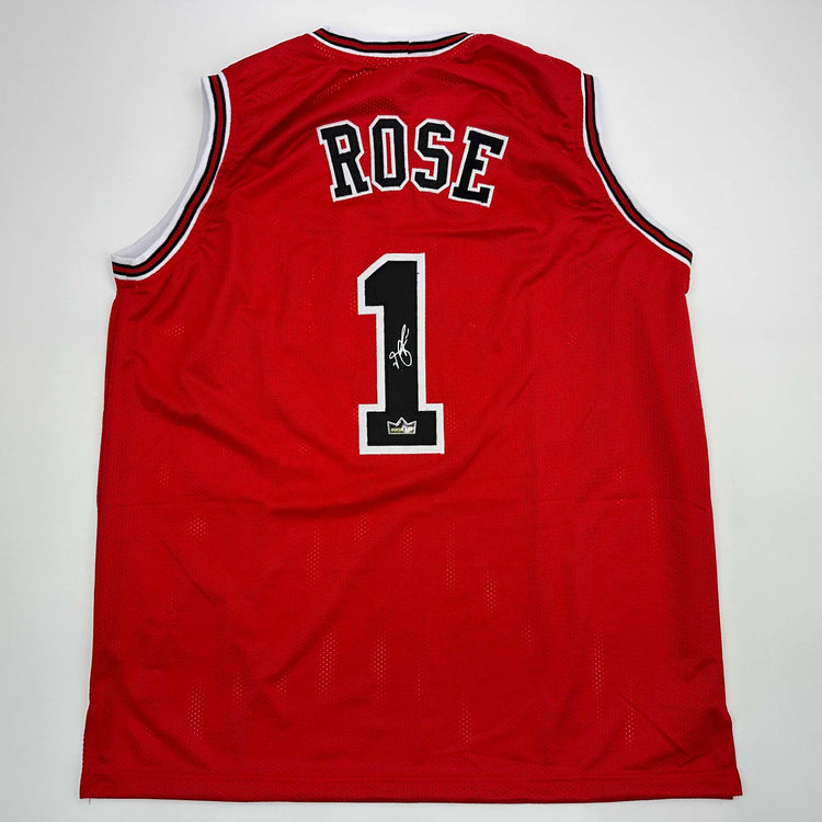 Facsimile Autographed Derrick Rose Chicago Red Reprint Laser Auto Basketball Jersey Size Men's XL