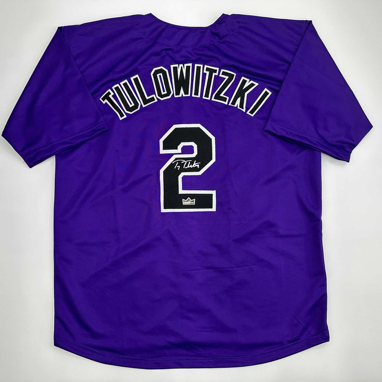 Facsimile Autographed Troy Tulowitzki Colorado Purple Reprint Laser Auto Baseball Jersey Size Men's XL