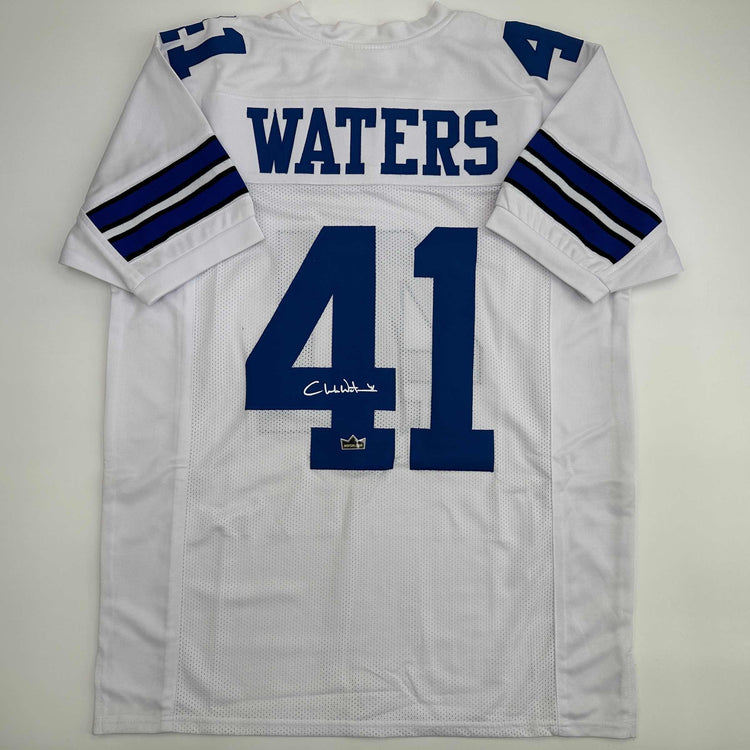 Facsimile Autographed Charlie Waters Dallas White Reprint Laser Auto Football Jersey Size Men's XL