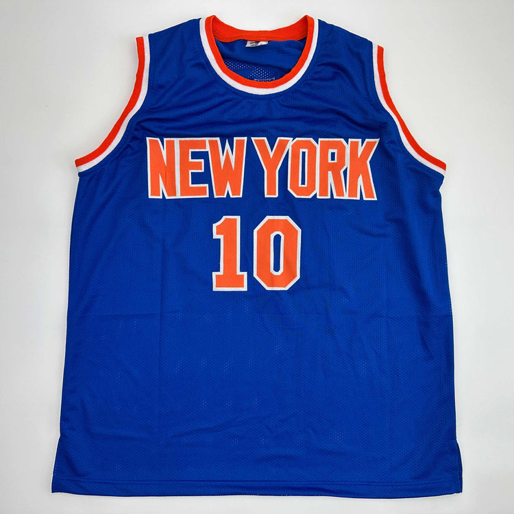 Facsimile Autographed Walt Frazier New York Blue Reprint Laser Auto Basketball Jersey Size Men's XL