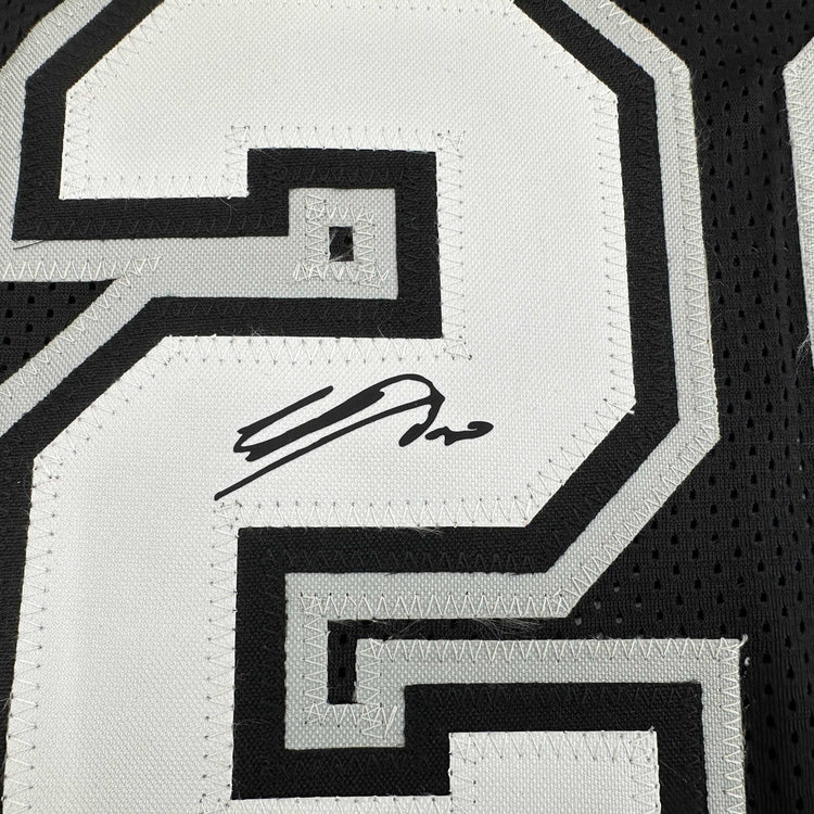 Facsimile Autographed Manu Ginobili San Antonio Black Reprint Laser Auto Basketball Jersey Size Men's XL