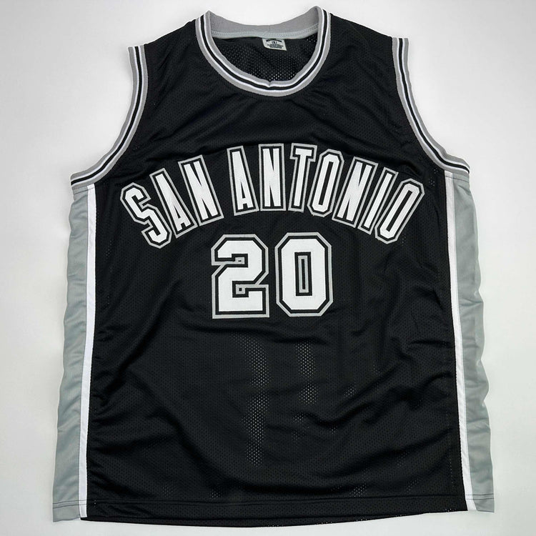Facsimile Autographed Manu Ginobili San Antonio Black Reprint Laser Auto Basketball Jersey Size Men's XL