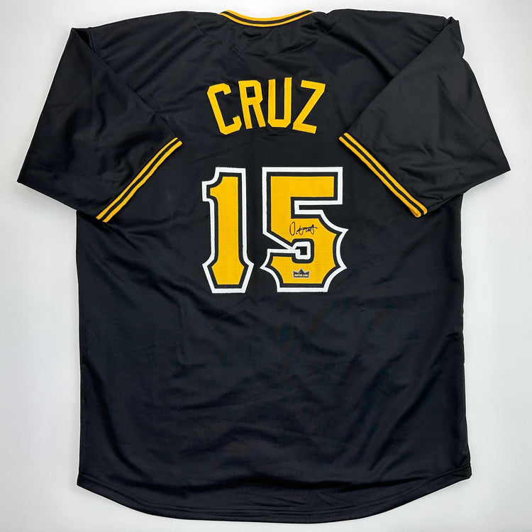 Facsimile Autographed Oneil Cruz Pittsburgh Black Reprint Laser Auto Baseball Jersey Size Men's XL