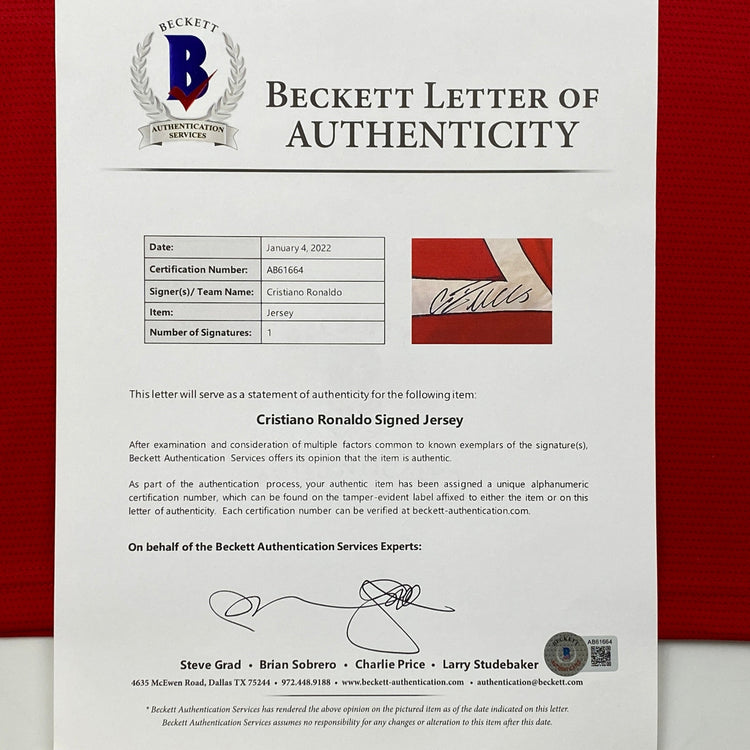 Autographed/Signed Cristiano Ronaldo Manchester United Red Current Soccer Jersey Beckett BAS COA/LOA