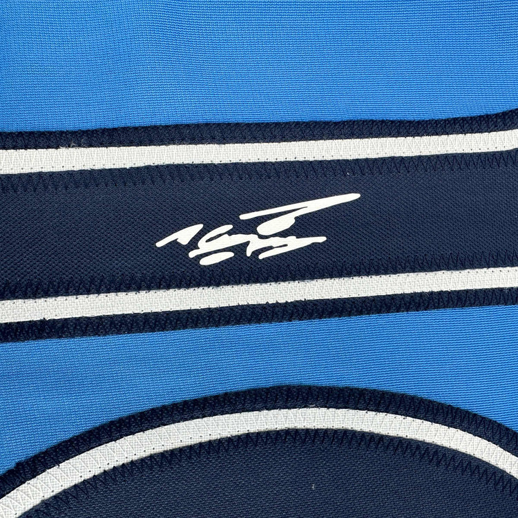 Facsimile Autographed Sergio Kun Aguero Manchester City Blue Reprint Laser Auto Soccer Jersey Size Men's XL