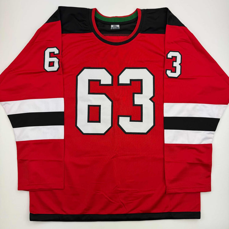 Autographed/Signed Jesper Bratt New Jersey Red Hockey Jersey Beckett BAS COA
