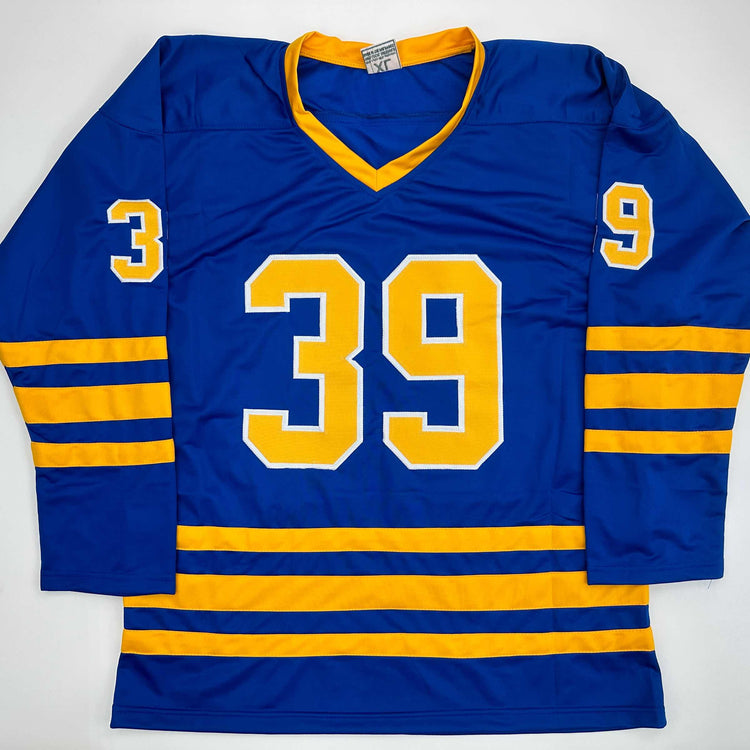Facsimile Autographed Dominik Hasek Buffalo Blue Reprint Laser Auto Hockey Jersey Size Men's XL