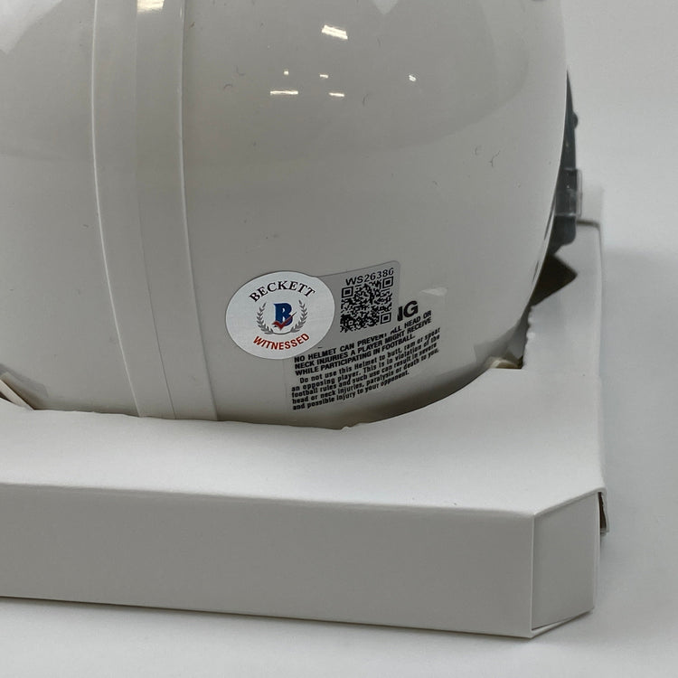 Autographed/Signed Brian Dawkins Philadelphia Eagles Retro Mini Football Helmet Beckett BAS COA