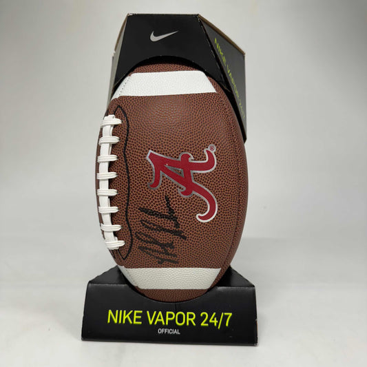 Autographed/Signed Nick Saban Alabama Crimson Tide Full Size FS F/S White Panel Logo College Football Beckett BAS COA