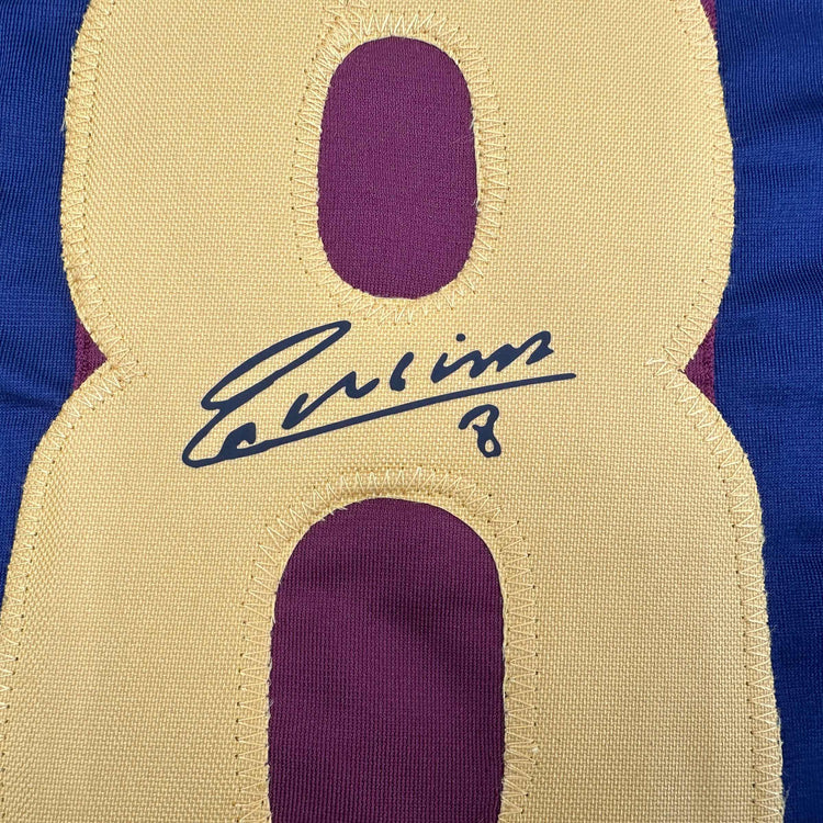 Facsimile Autographed Andres Iniesta FC Barcelona Blue/Red Reprint Laser Auto Soccer Jersey Size Men's XL