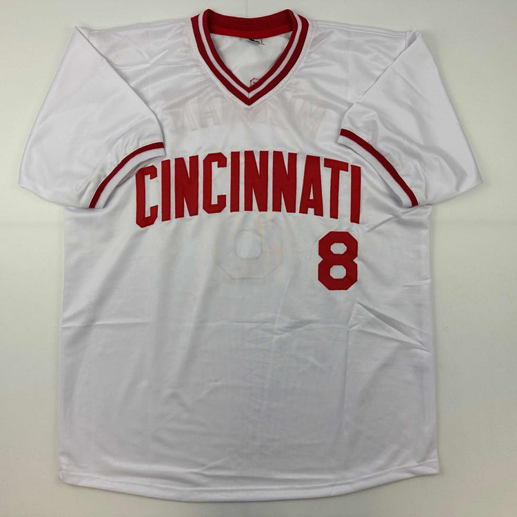 Facsimile Autographed Joe Morgan Cincinnati White Reprint Laser Auto Baseball Jersey Size Men's XL