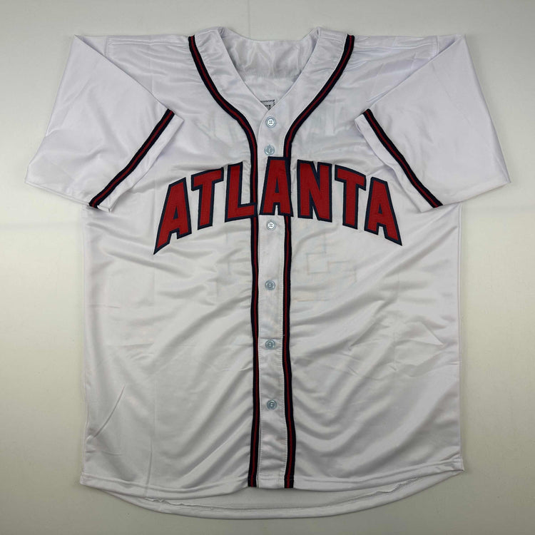 Facsimile Autographed Greg Maddux Atlanta White Reprint Laser Auto Baseball Jersey Size Men's XL