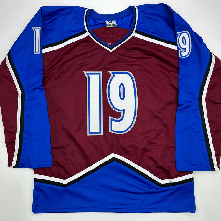 Facsimile Autographed Joe Sakic Colorado Maroon Reprint Laser Auto Hockey Jersey Size Men's XL