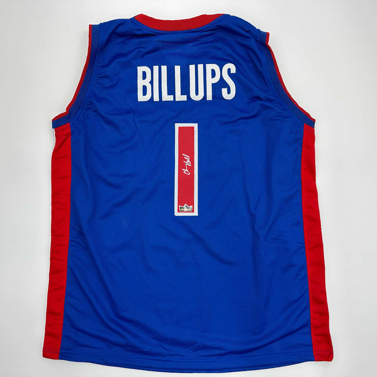 Facsimile Autographed Chauncey Billups Detroit Blue Reprint Laser Auto Basketball Jersey Size Men's XL