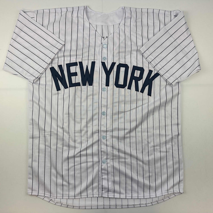 Facsimile Autographed Mariano Rivera New York Pinstripe Reprint Laser Auto Baseball Jersey Size Men's XL