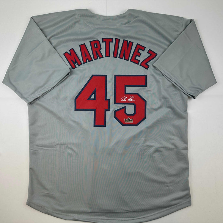Facsimile Autographed Pedro Martinez Boston Grey Reprint Laser Auto Baseball Jersey Size Men's XL