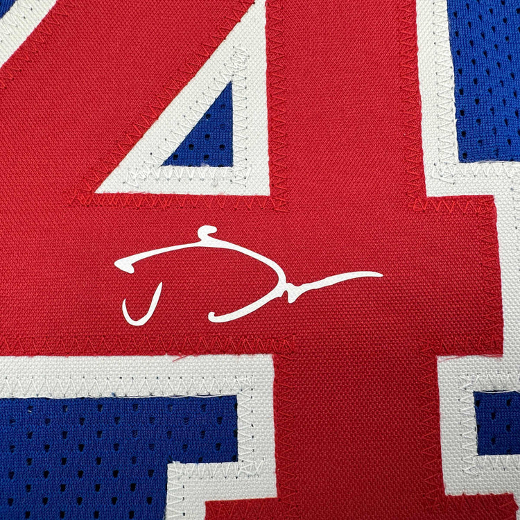 Framed Facsimile Autographed Joe Dumars 35x39 Detroit Blue Reprint Laser Auto Basketball Jersey