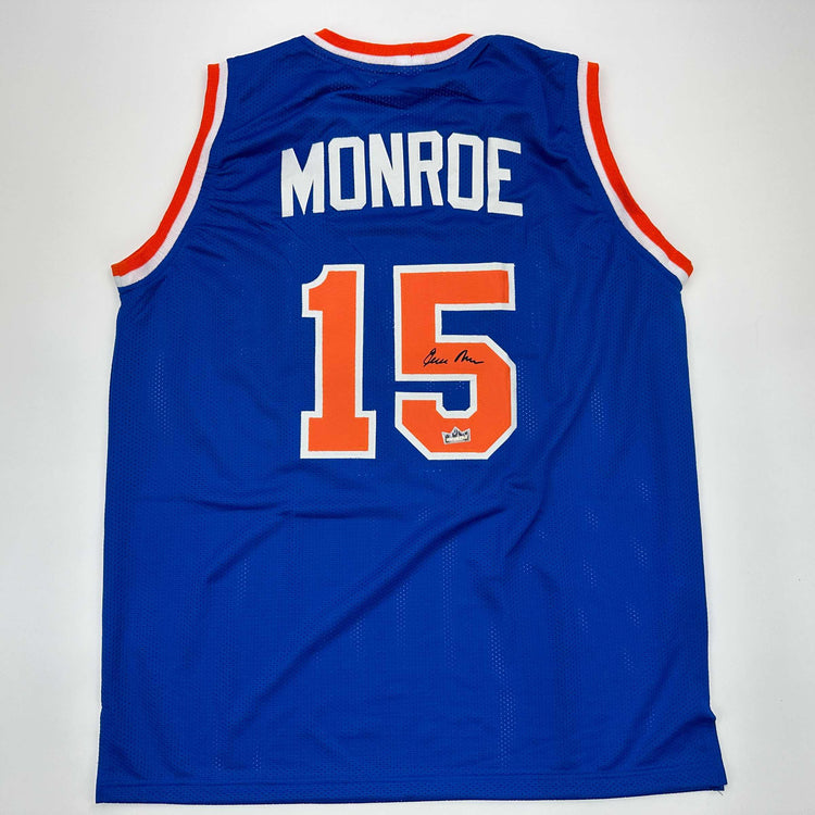 Facsimile Autographed Earl Monroe New York Blue Reprint Laser Auto Basketball Jersey Size Men's XL