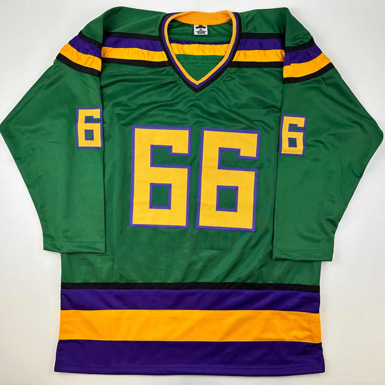 Facsimile Autographed Emilio Estevez Gordon Bombay Green Reprint Laser Auto Hockey Jersey Size Men's XL