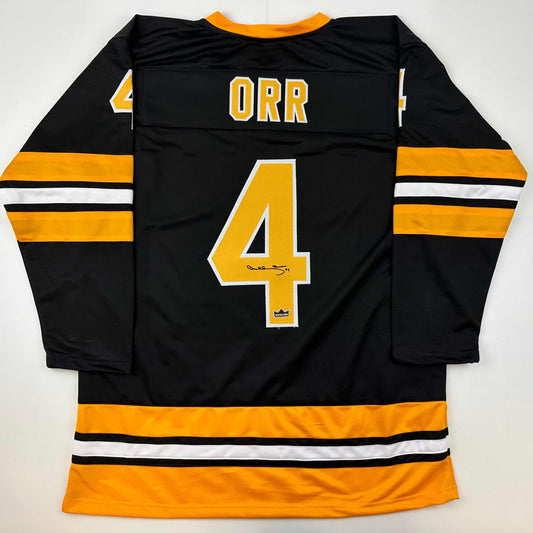 Facsimile Autographed Bobby Orr Boston Black Reprint Laser Auto Hockey Jersey Size Men's XL