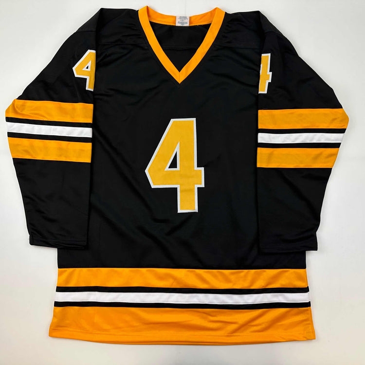 Facsimile Autographed Bobby Orr Boston Black Reprint Laser Auto Hockey Jersey Size Men's XL