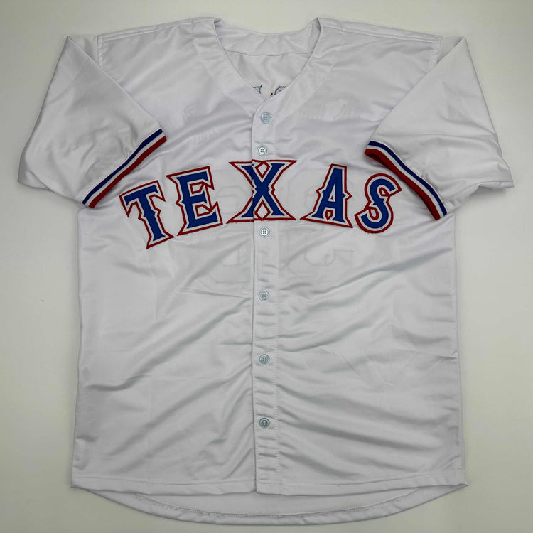 Facsimile Autographed Wyatt Langford Texas White Reprint Laser Auto Baseball Jersey Size Men's XL