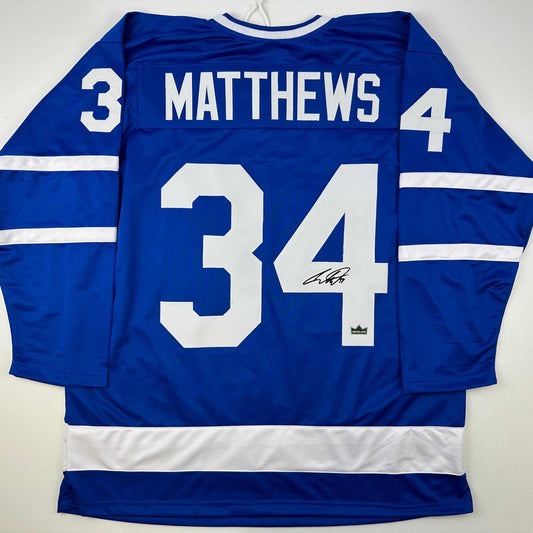 Facsimile Autographed Auston Matthews Toronto Blue Reprint Laser Auto Hockey Jersey Size Men's XL