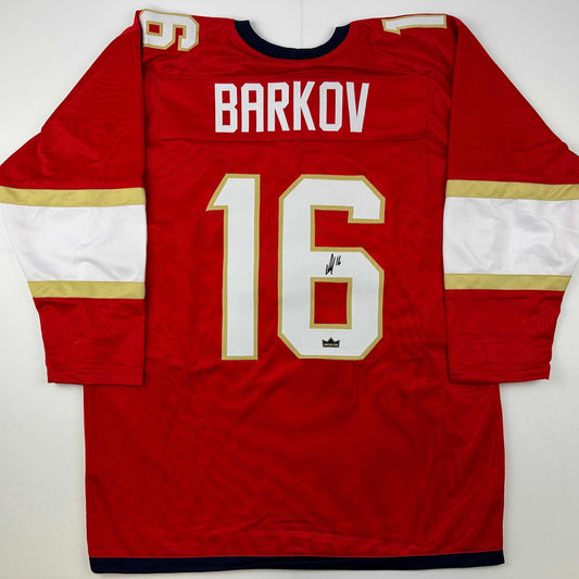 Facsimile Autographed Aleksander Barkov Florida Red Reprint Laser Auto Hockey Jersey Size Men's XL