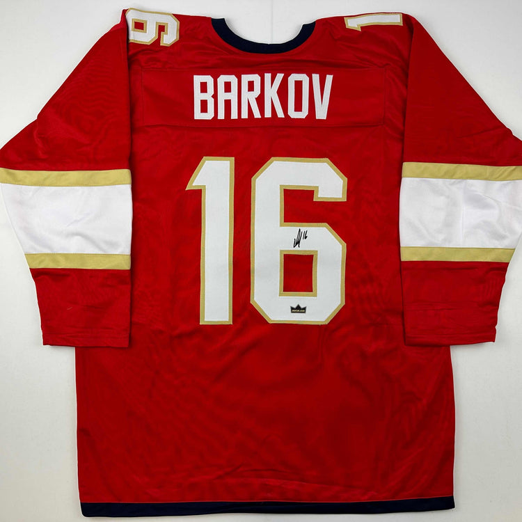 Facsimile Autographed Aleksander Barkov Florida Red Reprint Laser Auto Hockey Jersey Size Men's XL