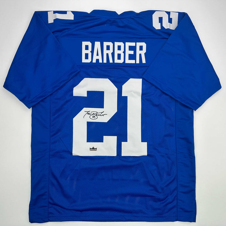 Facsimile Autographed Tiki Barber New York Blue Reprint Laser Auto Football Jersey Size Men's XL