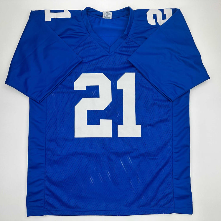 Facsimile Autographed Tiki Barber New York Blue Reprint Laser Auto Football Jersey Size Men's XL