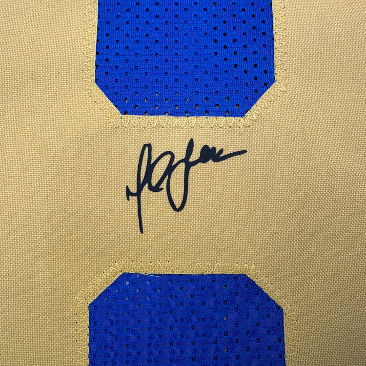 Framed Facsimile Autographed Marshall Faulk 35x39 St. Louis Royal Blue Retro Reprint Laser Auto Football Jersey
