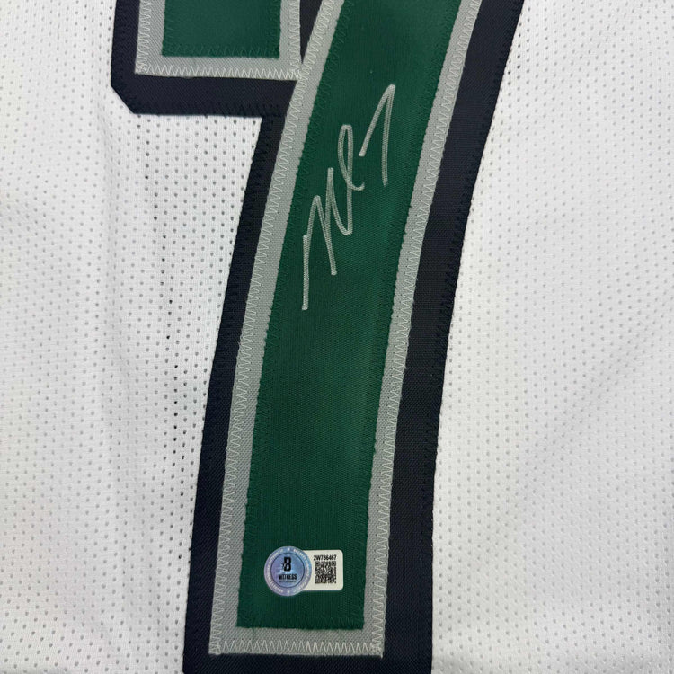 Autographed/Signed Michael Mike Vick Philadelphia White Football Jersey Beckett BAS COA