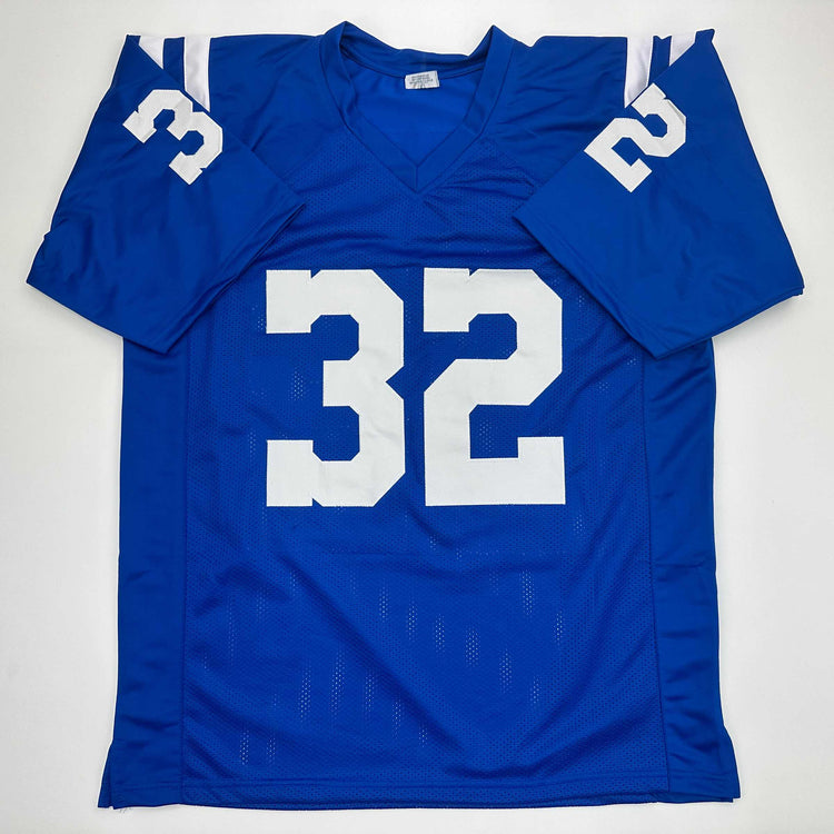 Facsimile Autographed Edgerrin James Indianapolis Blue Reprint Laser Auto Football Jersey Size Men's XL