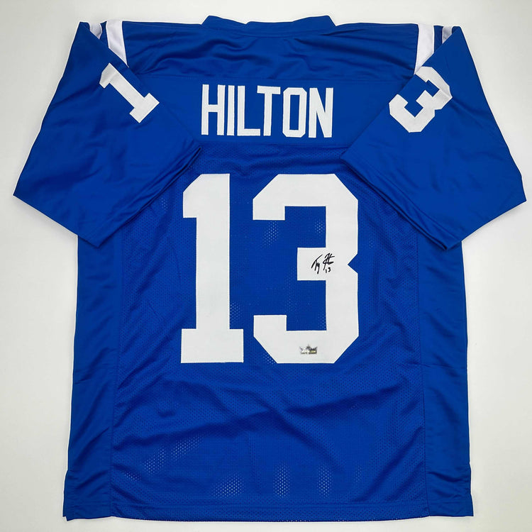 Facsimile Autographed T.Y. TY Hilton Indianapolis Blue Reprint Laser Auto Football Jersey Size Men's XL