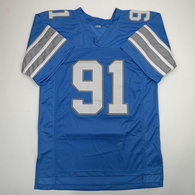 Autographed/Signed Tyleik Williams Detroit Blue Football Jersey Beckett BAS COA