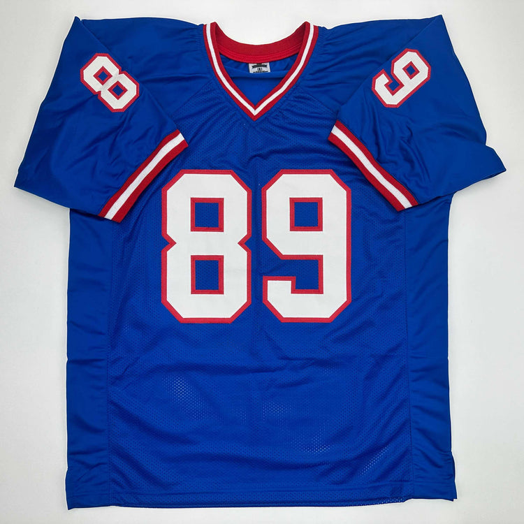 Facsimile Autographed Mark Bavaro New York Blue Reprint Laser Auto Football Jersey Size Men's XL